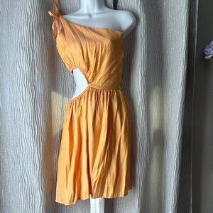 Chic One-Shoulder Orange Dress